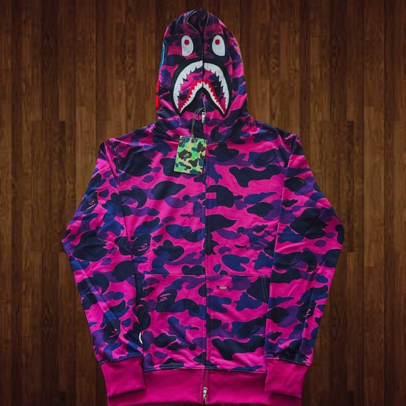 Purple BAPÉ Camo Shark Full Zip Hoodie - Picture 1 of 5